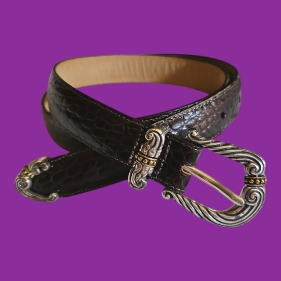 VTG BRIGHTON 1990s Dark Brown Crocodile Belt Medium main image 6